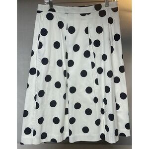 Boden Women's Navy/White Polka Dot Pleated Flare Skirt Size 10R Nautical Preppy